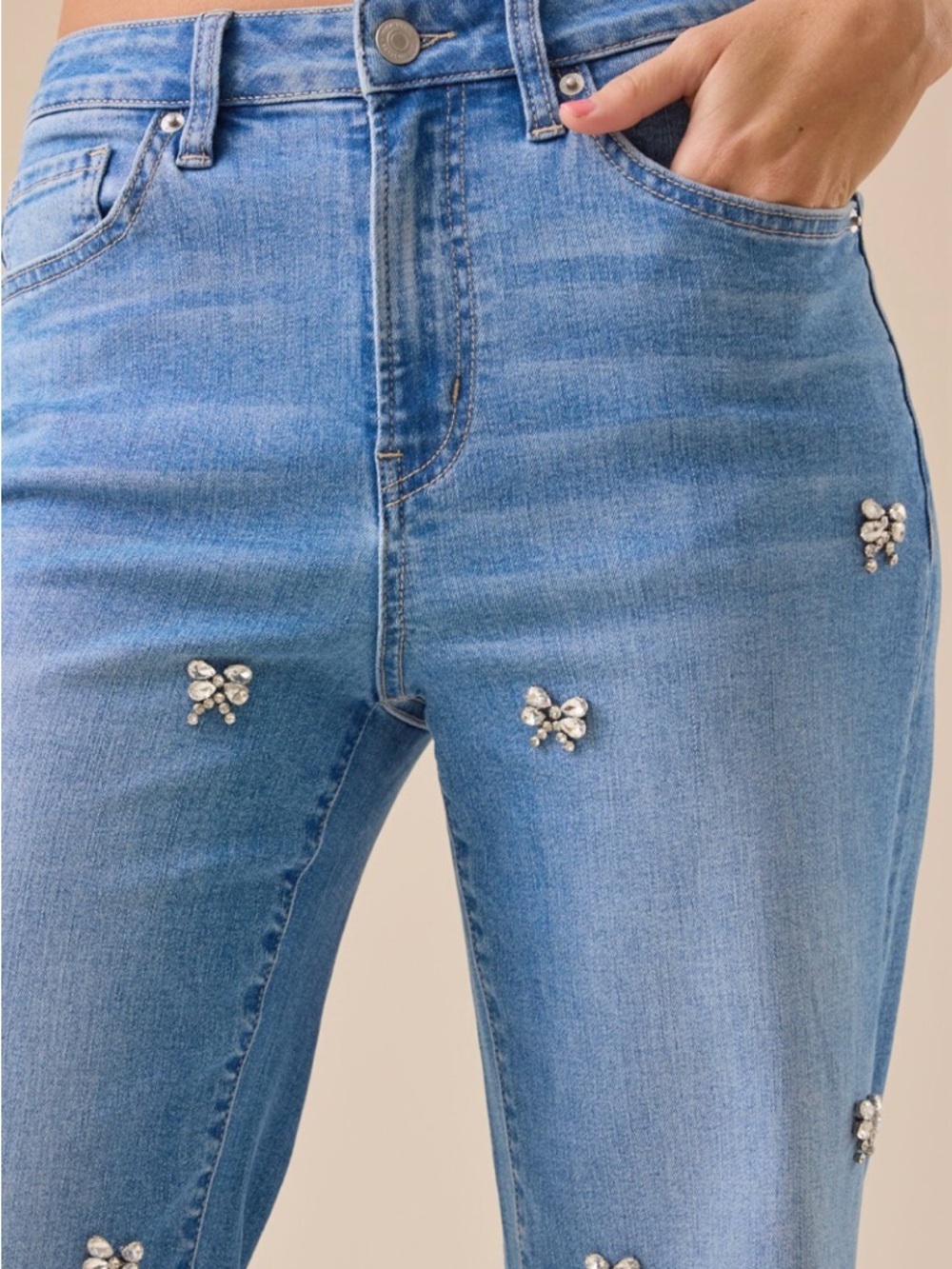 Altar'd State Light Blue Embellished Wide-Leg Jeans - Picture 2 of 6